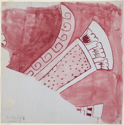Copia de fragmento de pintura mural de la Casa de barrios, Teopancaxco, Teotihuacan, Estado de México de Adela Breton