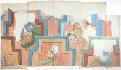 Copia de la fachada de estuco del templo en la pirámide de Acanceh de Adela Breton