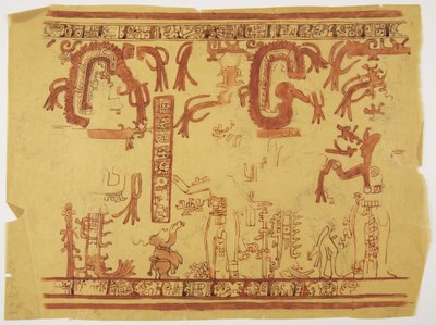 Diseño de una olla de Belice (anteriormente Honduras Británica) con figuras humanas y serpientes emplumadas de Adela Breton