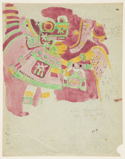 Pintura de un fresco de la cámara exterior, Penafiel, Teotihuacan, México de Adela Breton