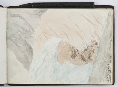 Cuaderno de bocetos de acuarelas, dibujos y notas, América del Norte y del Sur y Europa, 1909-1910, encuadernado en cuero verde de Adela Breton