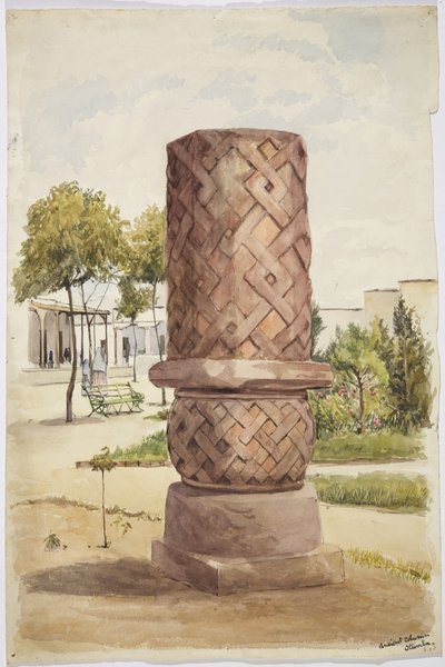 Estatua o columna en Otumba, México de Adela Breton