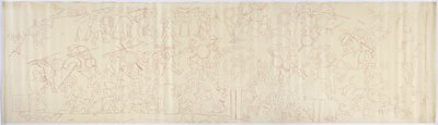 Calco de un mural de la pared oeste, Templo Superior de los Jaguares, Chichen Itzá, México de Adela Breton