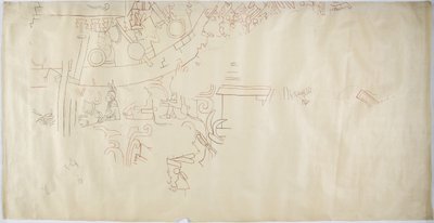 Calco de una pintura mural de la Casa de las Monjas, Chichen Itzá, México, bóveda en la gran cámara de Adela Breton