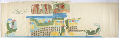 Calco de una pintura mural sobre la puerta, Templo Superior de los Jaguares, Chichen Itzá, México de Adela Breton