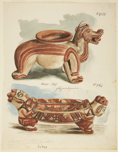 Dos figuras de cerámica, Costa Rica de Adela Breton