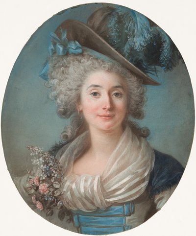Una noble de moda con sombrero con plumas de Adelaide Labille Guiard