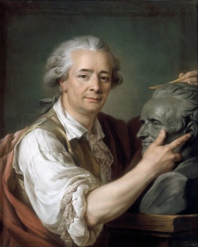 Augustin Pajou 1730-1809 esculpiendo un busto de su maestro Lemoyne el Joven, 1782 de Adelaide Labille Guiard
