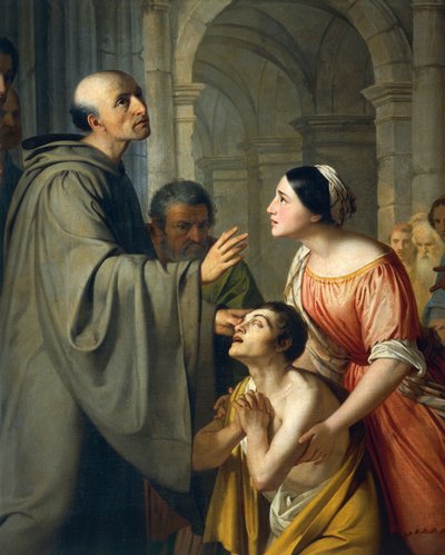San Mauro Abad devolviendo la vista a un joven ciego de Adeodato Malatesta or Malatesti