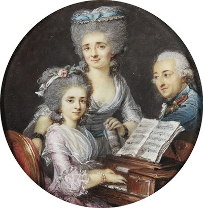 Adelaide Labille-Guiard - Retrato de una madre y un padre con su hija al clavicordio de Adelaide Labille Guiard