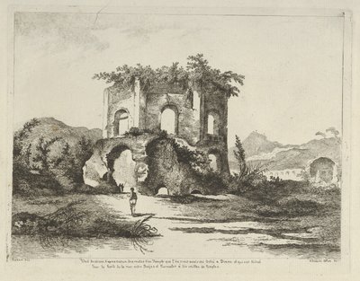 Vista de un templo dedicado a Diana, del libro Diferentes vistas dibujadas según la naturaleza, siglo XVIII de Adélaide Allou