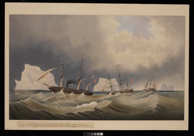 H.M.S. Phoenix con sus consortes, The Diligence y Breadalbane, entre los icebergs de Admiral Edward Augustus Inglefield