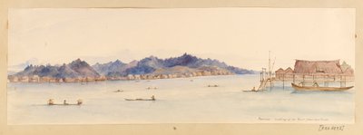 Borneo- Looking up the River from our house from West Indies, North American and Borneo scrapbook, c.1845 (Acuarela) de Admiral Sir Edward Gennys Fanshawe