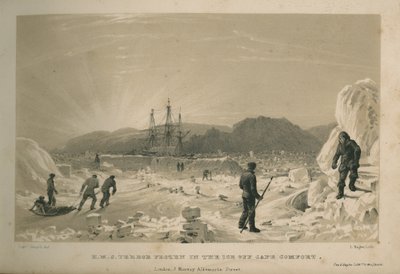 H.M.S. Terror congelado en el hielo frente a Cape Comfort de Admiral William Henry Smyth