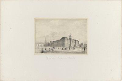 Vista del Beursgebouw en Rotterdam, 1854 Vista del Beursgebouw en Rotterdam (título sobre objeto) La Sociedad para la Promoción de Toonkunst, su Festival de Música y la ciudad de Rotterdam. memoria del año 1854 (título de serie sobre objeto) de Adolf Carel Nunnink