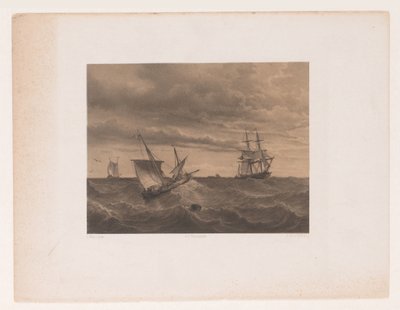 Veleros en el mar salvaje de Adolf Carel Nunnink