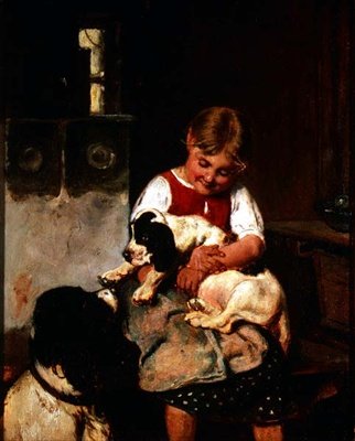 Niña con cachorro de Adolf Eberle