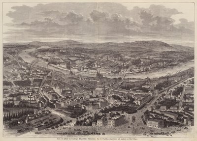 Vista aérea de Basilea, Suiza (grabado) de Adolf Eltzner