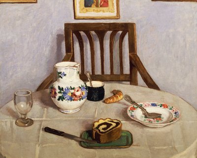 Naturaleza muerta con focaccia de Adolf Fenyes