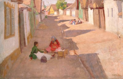 Calle de Pueblo en Hungría de Adolf Fenyes