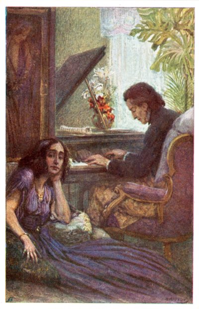 Músico y compositor, Frédéric Chopin, con George Sand por Adolf Karpellus de Adolf Karpellus