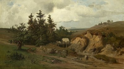 Paisaje con un puente de madera de Adolf Kosárek