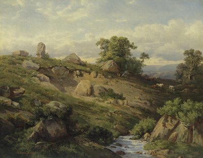 Pendiente del valle con caída de rocas, 1861 de Adolf Mosengel