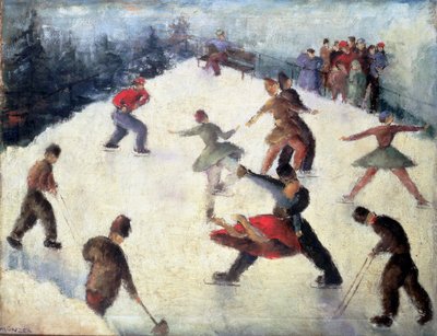 Escena de patinaje invernal c.1920 de Adolf Munzer