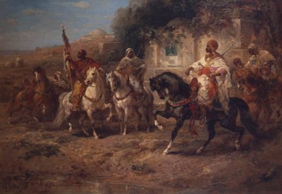 Jinetes árabes junto a una fuente de Adolf Schreyer