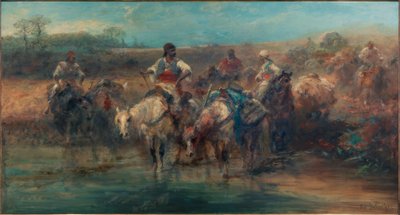 Beduinos en el abrevadero de Adolf Schreyer