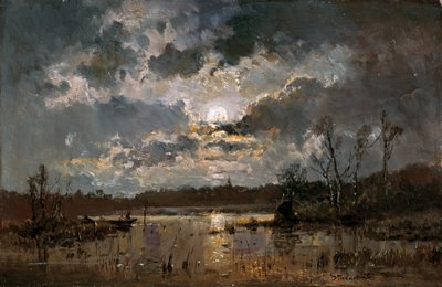 Claro de luna en el lago de Adolf Stademann