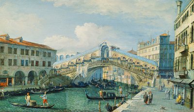 El Puente de Rialto en el Gran Canal, Venecia de Adolf Sukkert