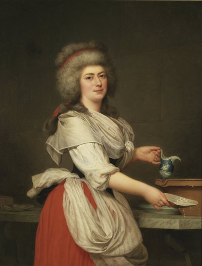 Madame Adelaide Aughie, amiga de la reina María Antonieta, como lechera en Trianon de Adolf Ulrich Wertmuller