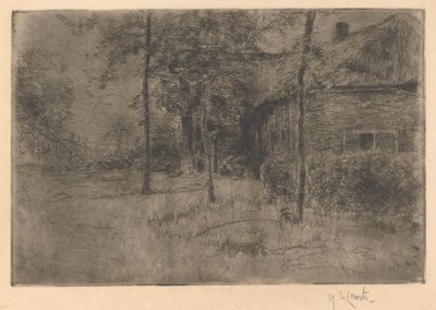 Casa de campo con techo de paja de Adolf le Comte (signed by artist)