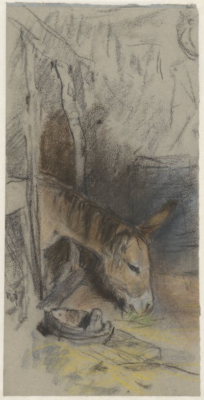 Establo con un burro para comer de Adolf le Comte