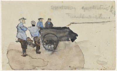 Cuatro obreros con un carro de Adolf le Comte