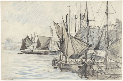 Barcos de vela en el puerto de Ostende de Adolf le Comte