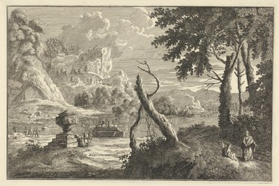 Paisaje del río Arcadian con árbol roto Paisajes italianos y alemanes (título de la serie) de Adolf van der Laan