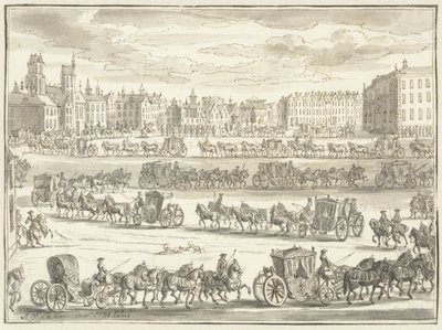Entrada de Cornelis Hop como embajador en París, 23 de junio de 1719 de Adolf van der Laan