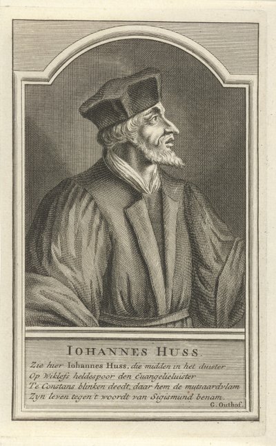 Retrato de John Hus, c. 1710 de Adolf van der Laan