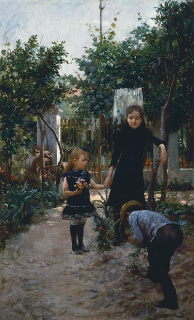 Niños en el jardín de Adolfo Belimbau