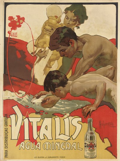 Cartel publicitario para el agua mineral Vitalis, 1895 de Adolfo Hohenstein