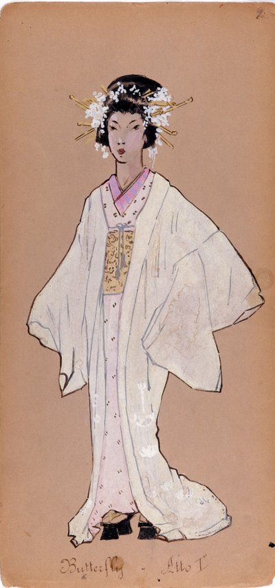 Traje del personaje de Cio-Cio-San para la ópera "Madame Butterfly" de Giacomo Puccini de Adolfo Hohenstein