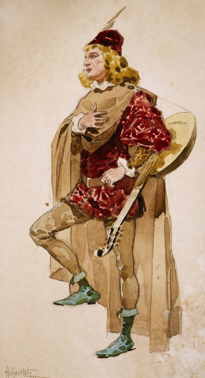Boceto de vestuario de Adolfo Hohenstein (1854-1928) para Zanetto, ópera de Pietro Mascagni (1863-1945) de Adolfo Hohenstein