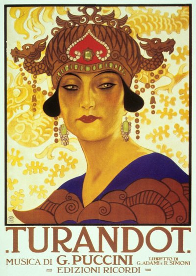 Portada de Anon de la partitura de la ópera Turandot de Giacomo Puccini de Adolfo Hohenstein