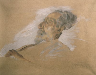 Giuseppe Verdi en su lecho de muerte de Adolfo Hohenstein