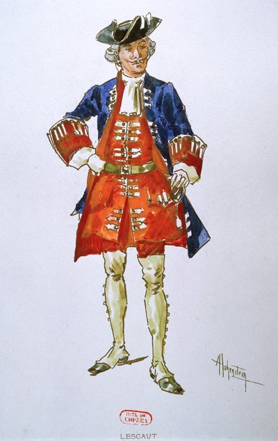 Diseño de Vestuario Masculino para la Ópera Manon Lescaut de Giacomo Puccini (1858-1924) de Adolfo Hohenstein