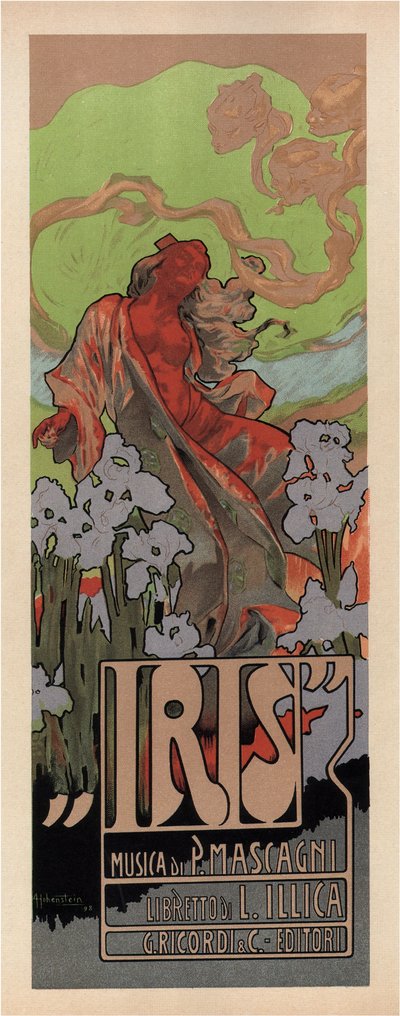 Póster para la ópera Iris de Pietro Mascagni, 1898 de Adolfo Hohenstein
