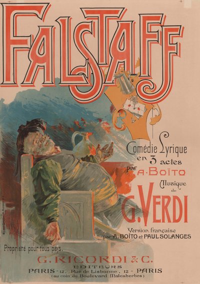 Cartel para la ópera Falstaff de Giuseppe Verdi, 1894 de Adolfo Hohenstein