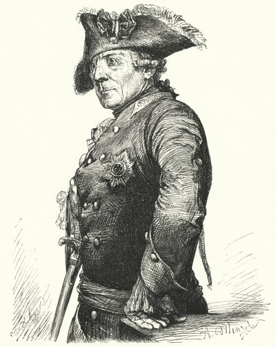 Federico el Grande, rey de Prusia (grabado) de Adolph Friedrich Erdmann von (after) Menzel